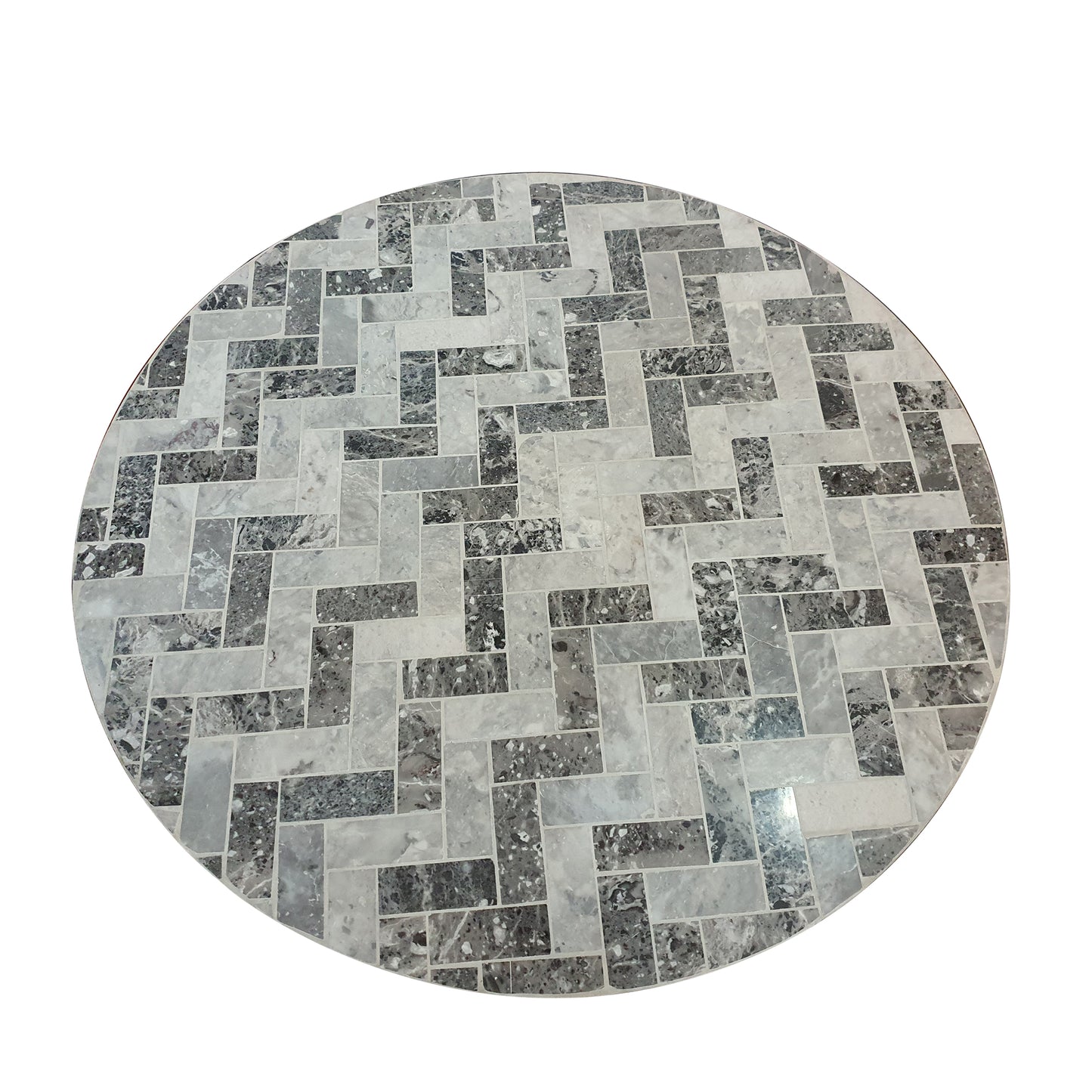 TK Classics Round Outdoor Dining Table with Gray Mosaic Tabletop, 35"W