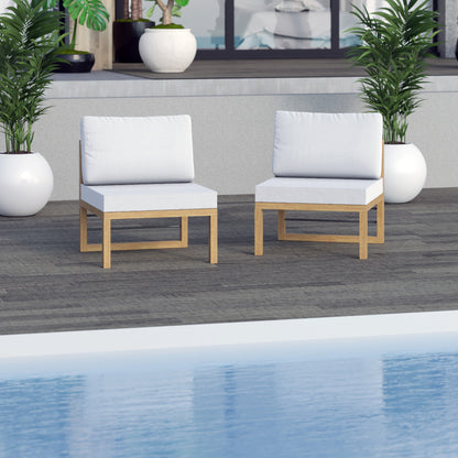 TK Classics Outdoor Aluminum Armless Sofa Seats, Set of 2