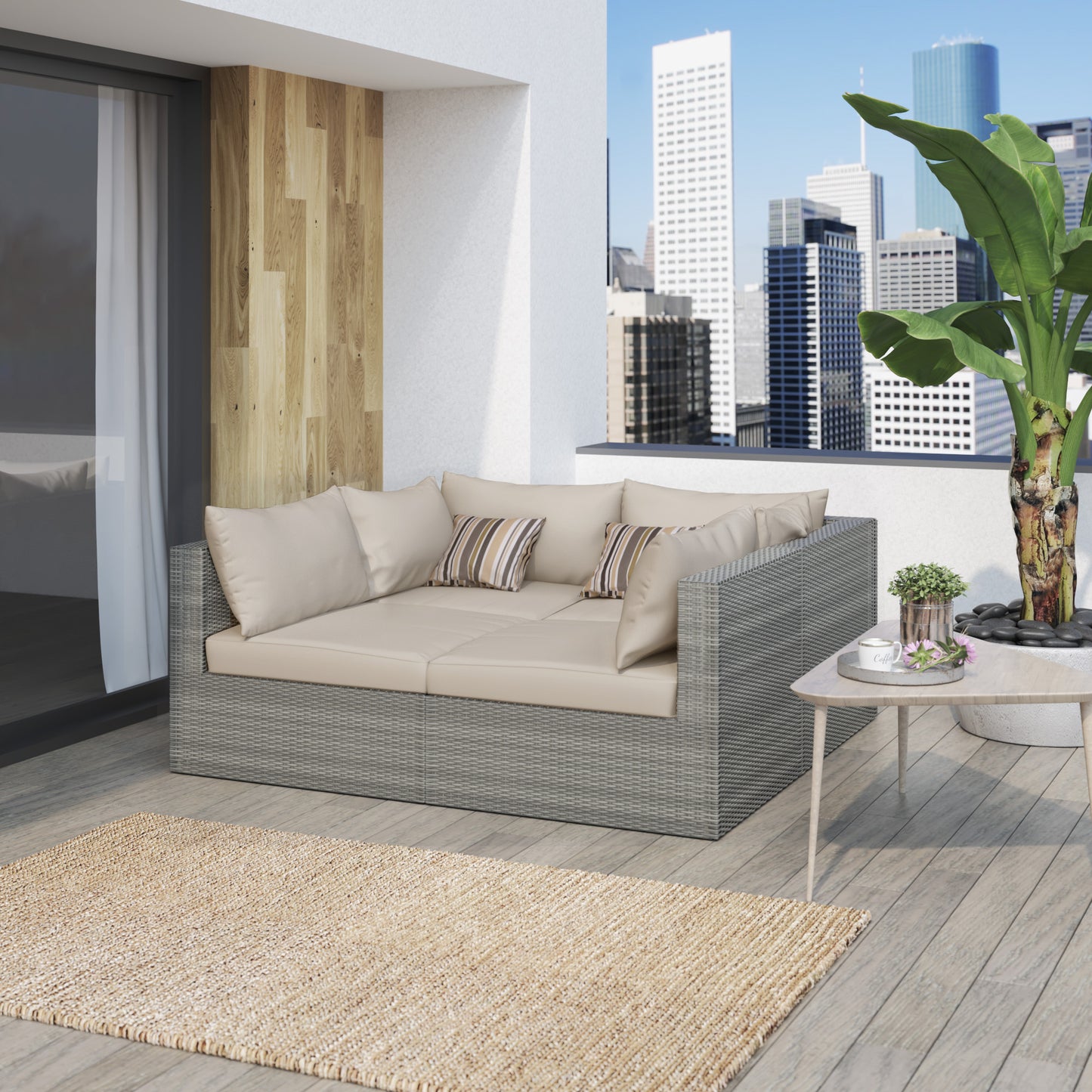 TK Classics 4 Piece Outdoor Sectional Sunbed