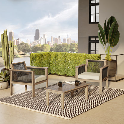 TK Classcis 3-Piece Acacia Conversation Set with 2 Armchairs