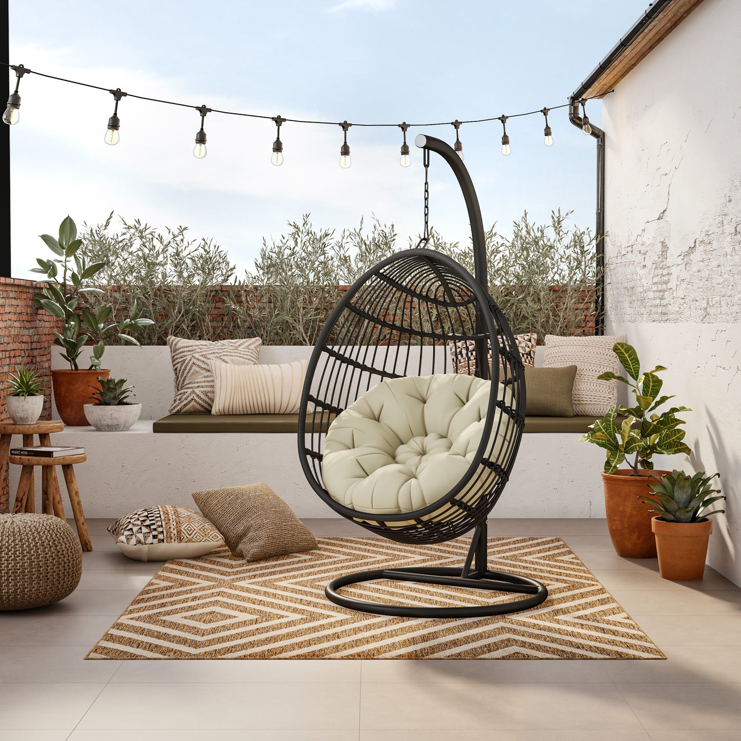 TK Classics Swing Egg Chair Hammock with Cushion and Stand