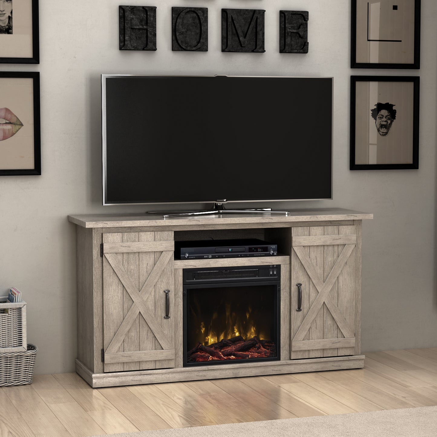 Cottonwood TV Stand for TVs up to 55" with Electric Fireplace