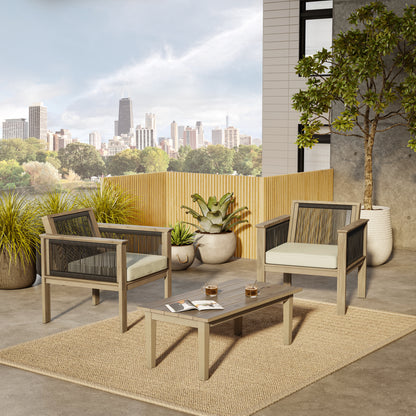 TK Classcis 3-Piece Acacia Conversation Set with 2 Armchairs