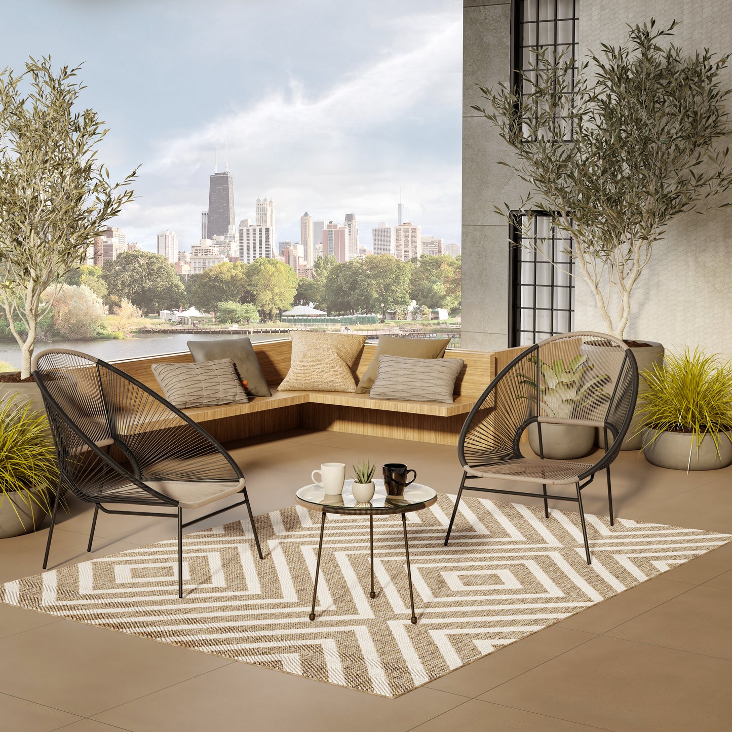 TK Classics Outdoor 3 Piece Outdoor Conversation Set