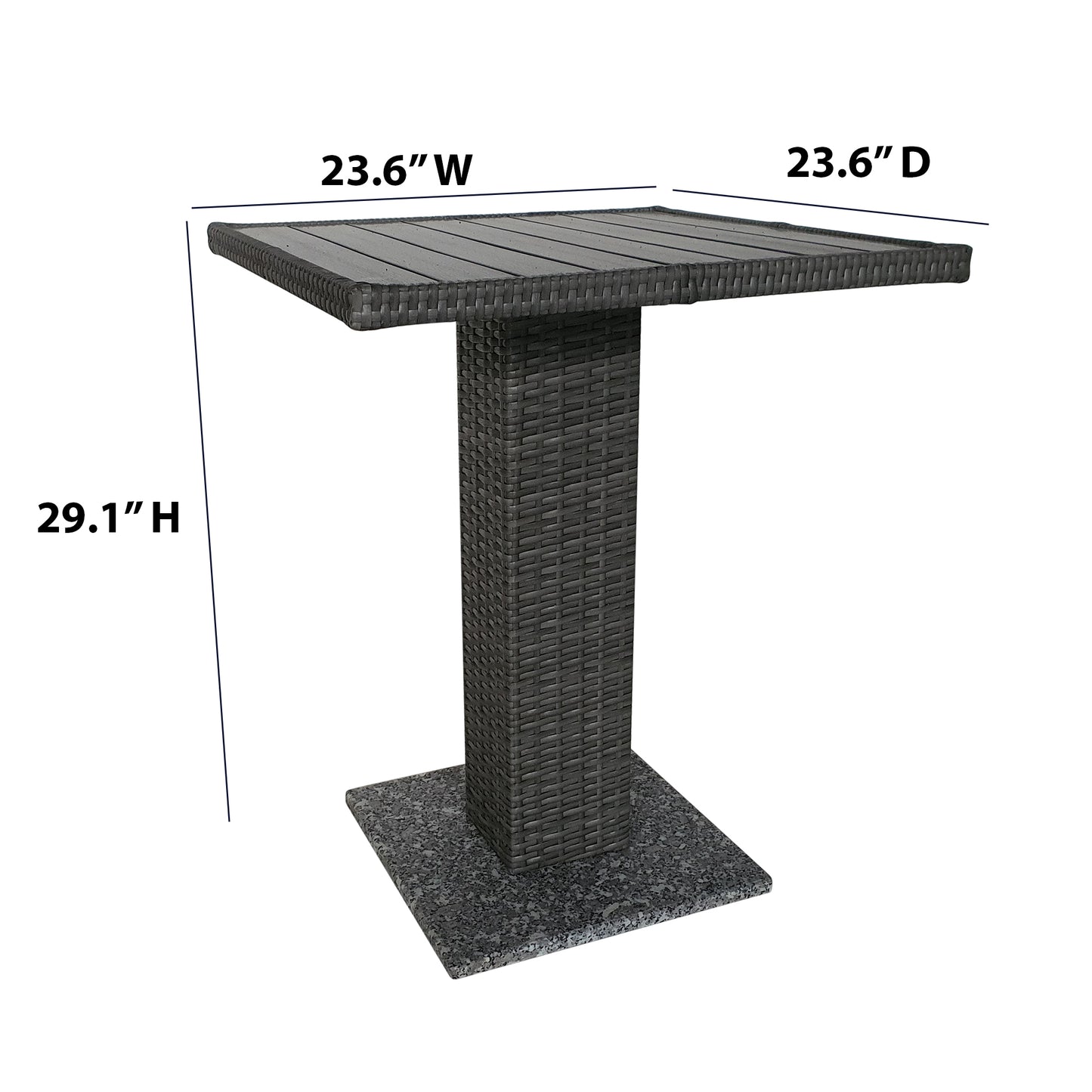 24” Square Dining Table with Stone Base