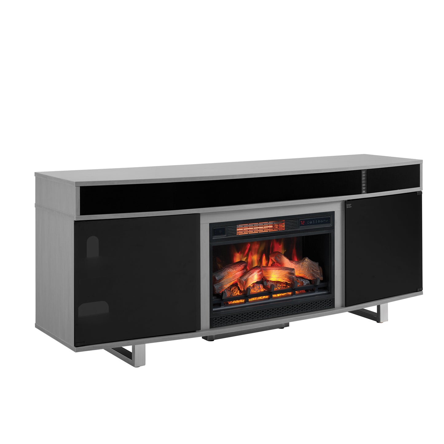 Enterprise TV Stand for TVs up to 80", Imperial Gray (Electric Fireplace sold separately)
