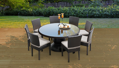 Belle 7 Piece Round Outdoor Patio Wicker Dining Set with Cushions