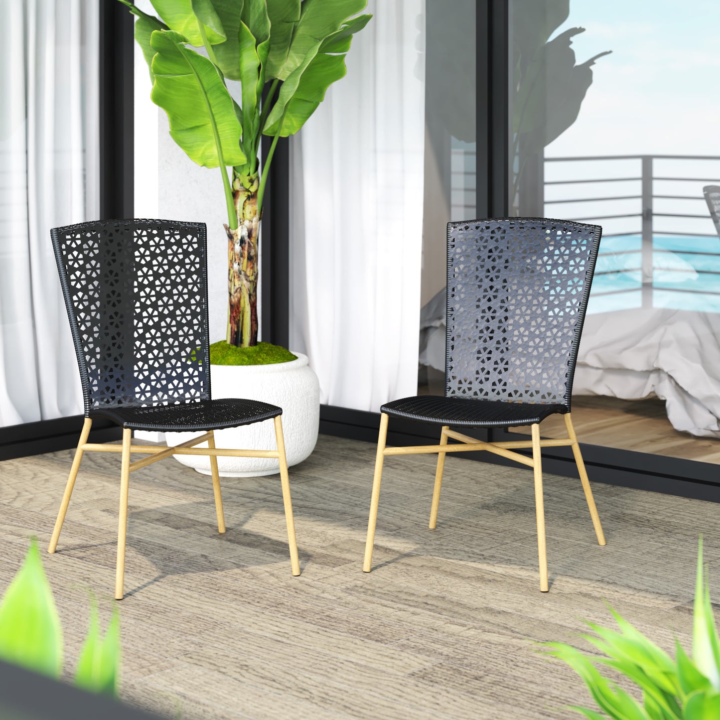 TK Classics Outdoor Dining Chairs, Set of 2