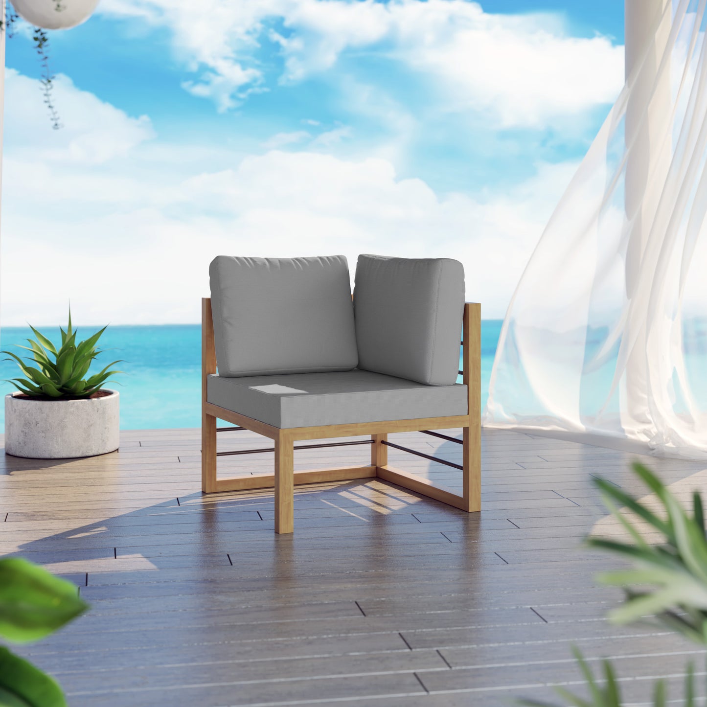 TK Classics Aluminum Outdoor Sectional Corner Sofa Seat