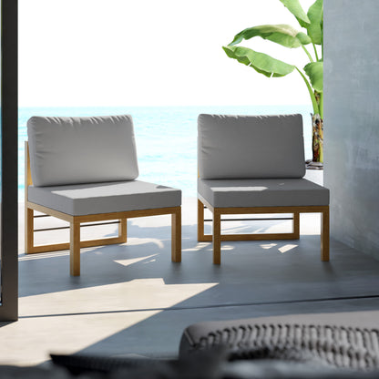 TK Classics Outdoor Aluminum Armless Sofa Seats, Set of 2