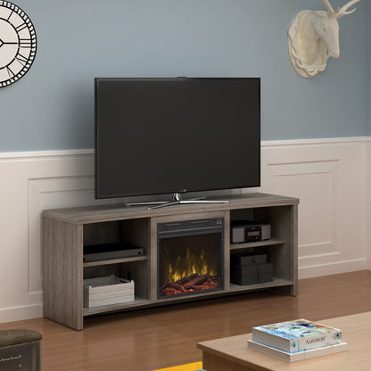 Shelter Cove TV Stand for TVs up to 65" with Electric Fireplace, Valley Pine