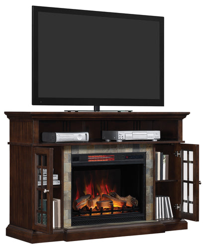 Lakeland TV Stand for TVs up to 65", Roasted Cherry (Electric Fireplace Insert sold separately)