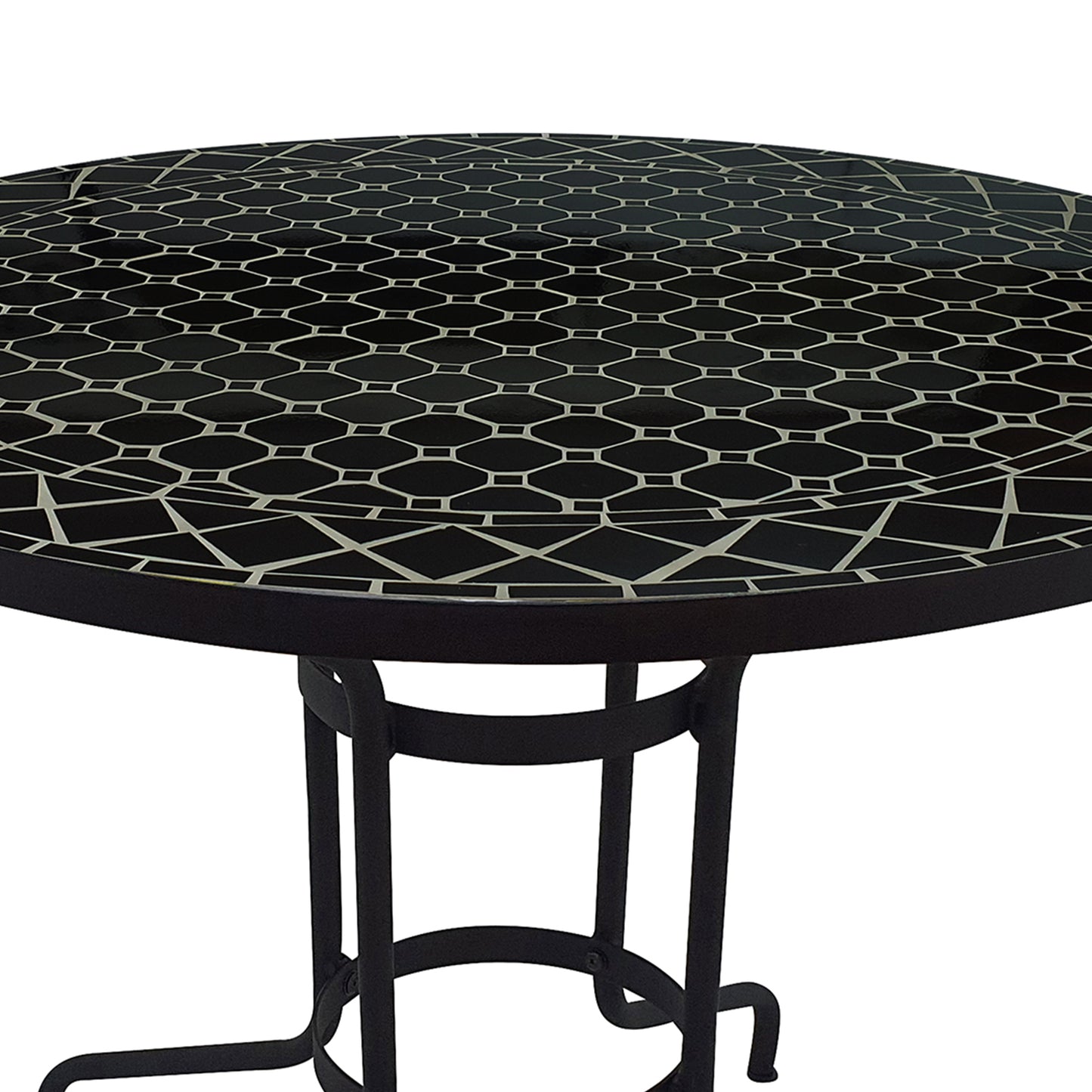 TK Classics Round Outdoor Dining Table with Black Mosaic Tabletop, 35"W