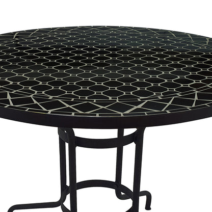 TK Classics Round Outdoor Dining Table with Black Mosaic Tabletop, 35"W