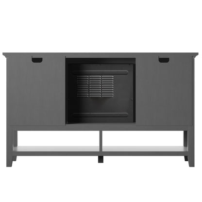 TV Stand for TVs up to 60" with Electric Fireplace and Window Pane Glass Doors