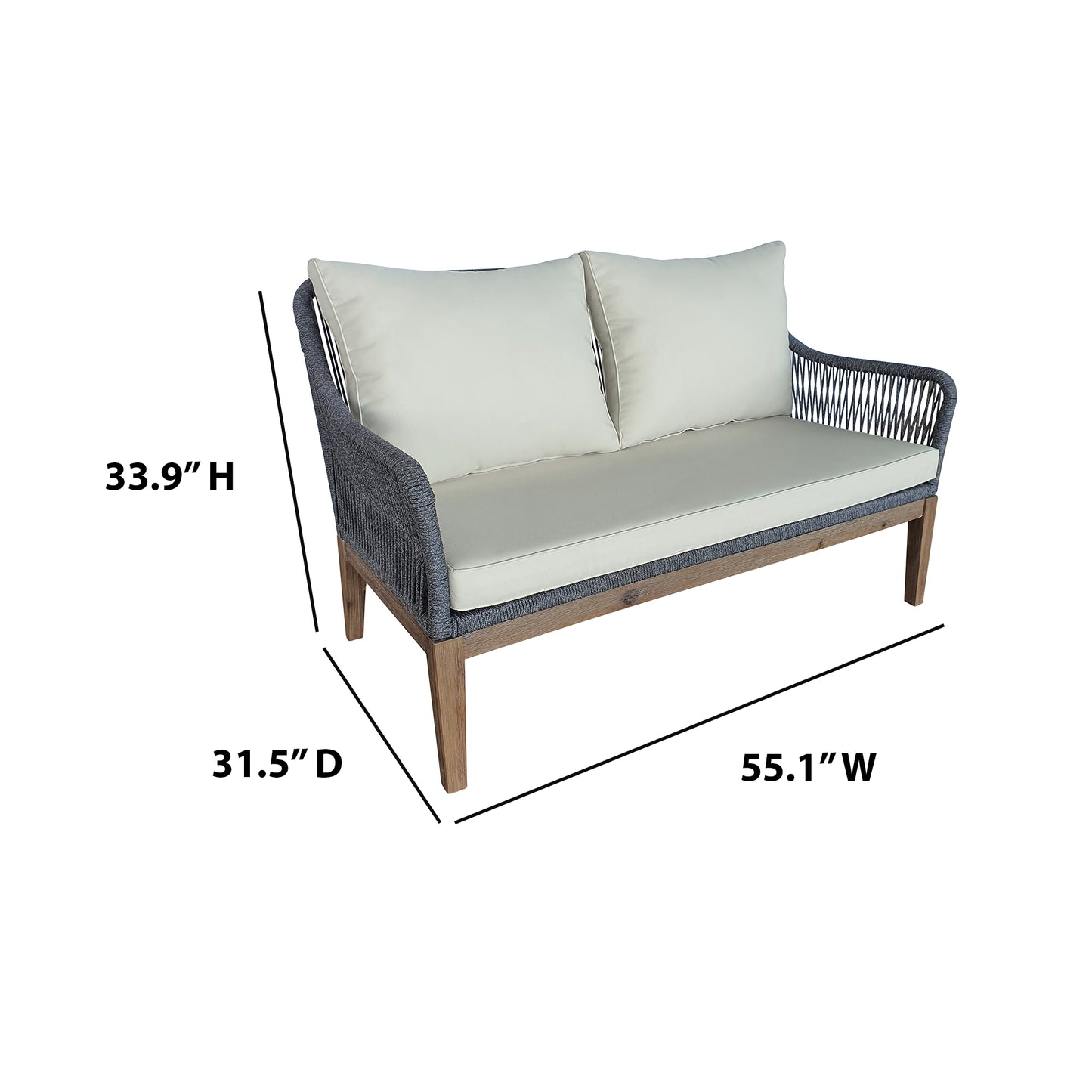 TK Classics Outdoor Loveseat for 2 People with Cushions