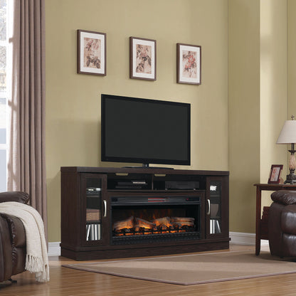 Hutchinson TV Stand for TVs up to 80", Oak Espresso  (Electric Fireplace Insert sold separately)