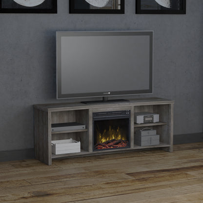 Shelter Cove TV Stand for TVs up to 65" with Electric Fireplace, Valley Pine