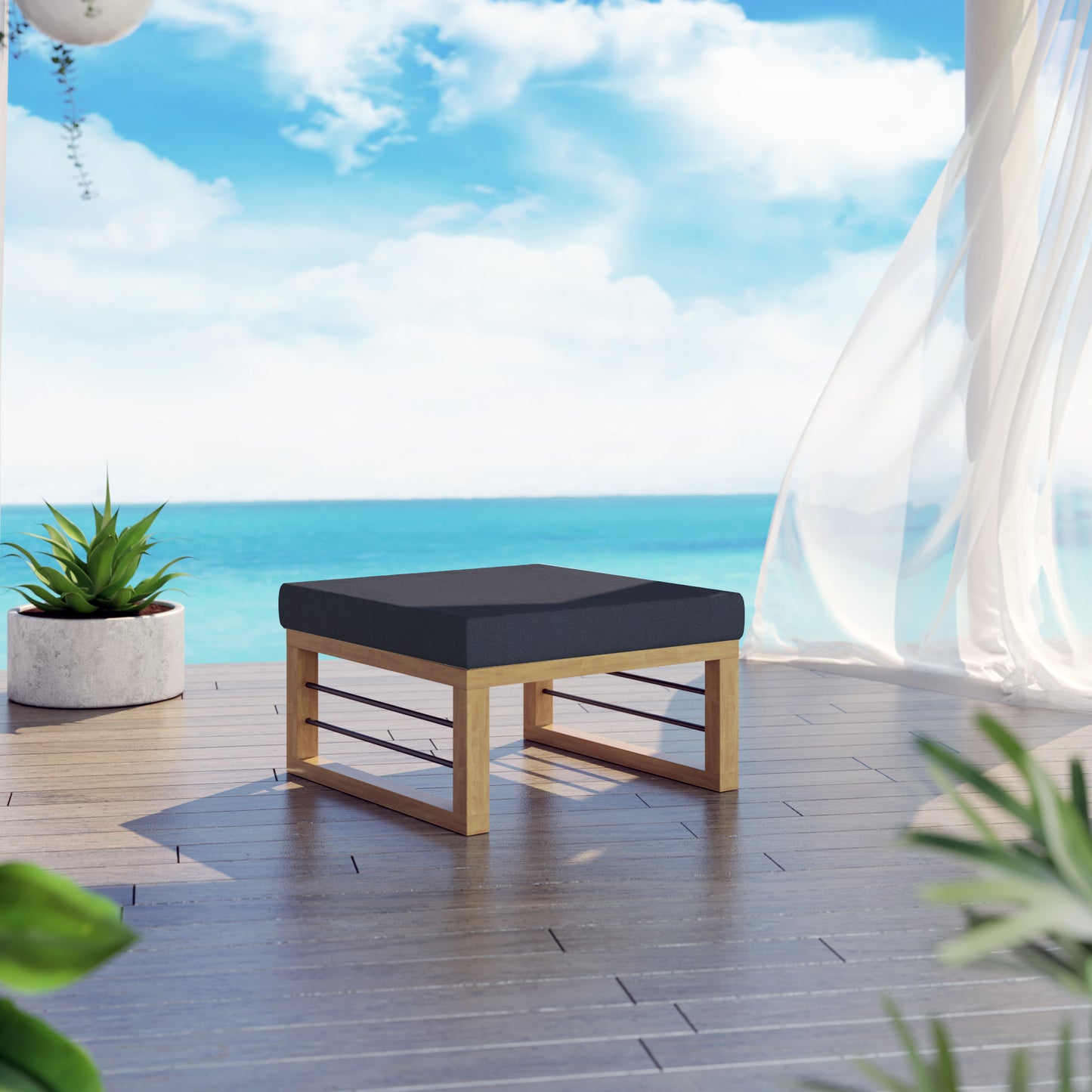 TK Classics Aluminum Outdoor Ottoman/Coffee Table