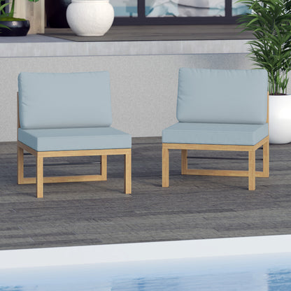 TK Classics Outdoor Aluminum Armless Sofa Seats, Set of 2