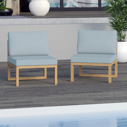 TK Classics Outdoor Aluminum Armless Sofa Seats, Set of 2