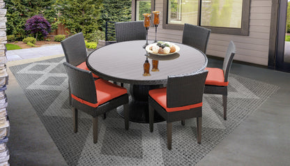 Barbados 7 Piece Round Outdoor Patio Wicker Dining Set with Cushions