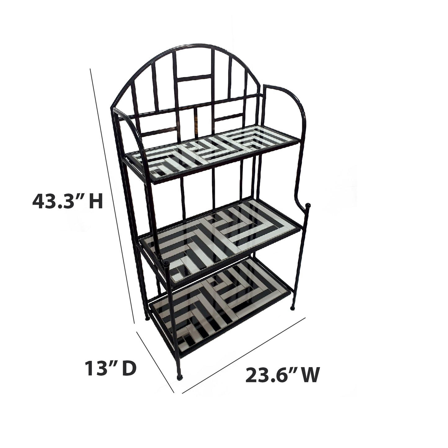 TK Classics Plant Stand with Mosaic Tile Shelves