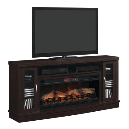 Hutchinson TV Stand for TVs up to 80", Oak Espresso  (Electric Fireplace Insert sold separately)