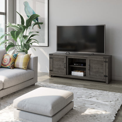 TV Stand for TVs up to 65" with Planked Doors and Nail Head Details