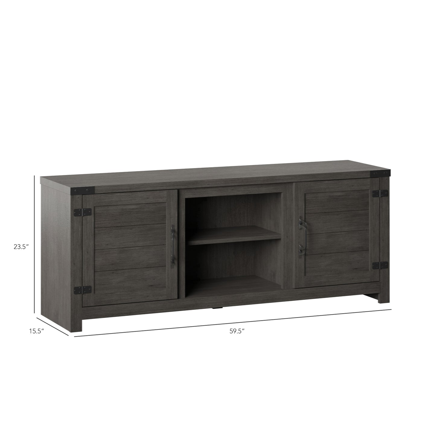 TV Stand for TVs up to 65" with Planked Doors and Nail Head Details