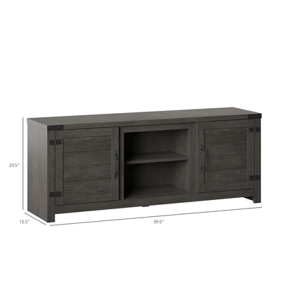 TV Stand for TVs up to 65" with Planked Doors and Nail Head Details