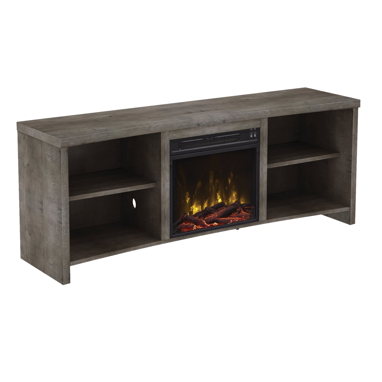 Shelter Cove TV Stand for TVs up to 65" with Electric Fireplace, Valley Pine