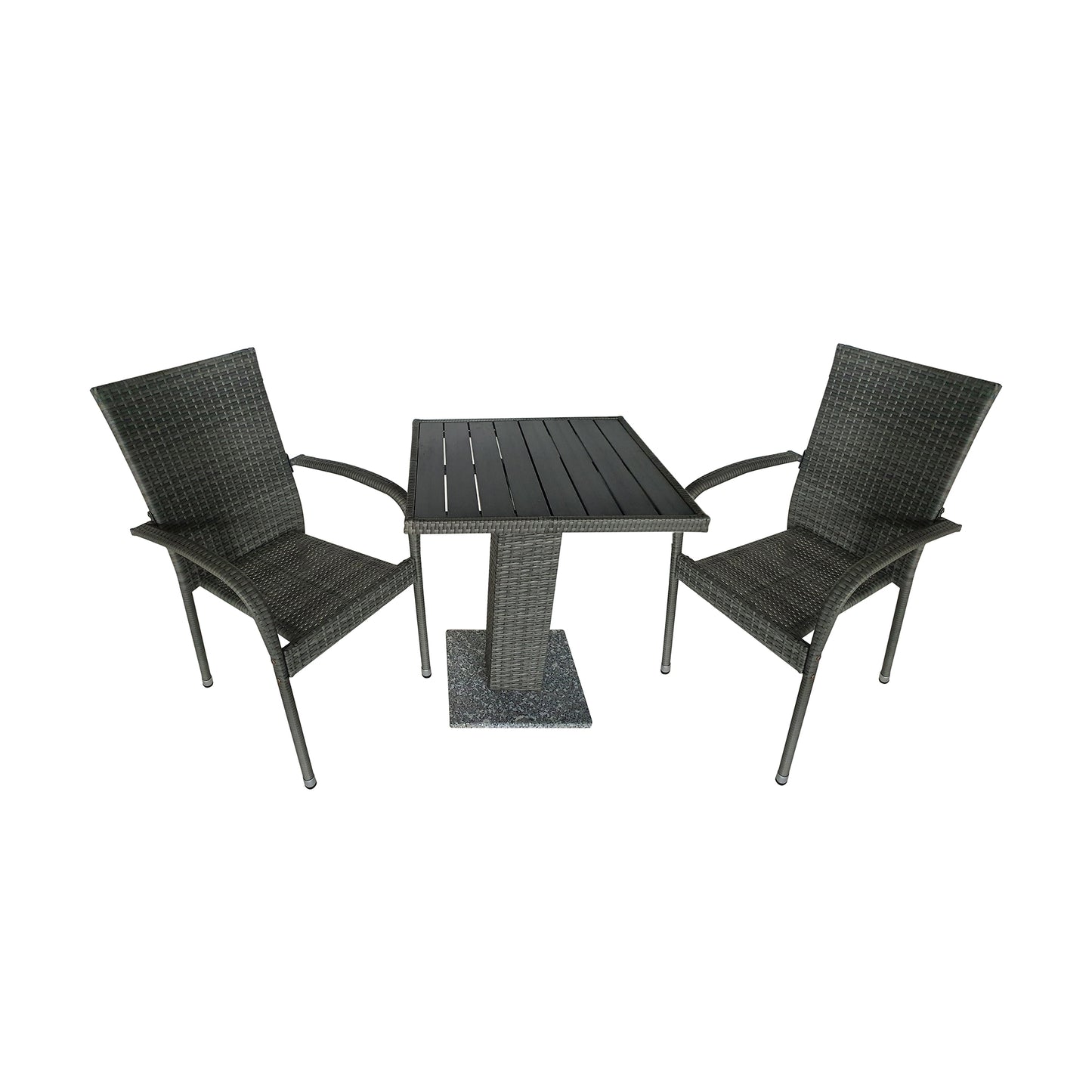 TK Classics® 3-Piece Wicker Outdoor Dining Set, Gray