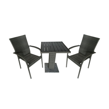 TK Classics® 3-Piece Wicker Outdoor Dining Set, Gray