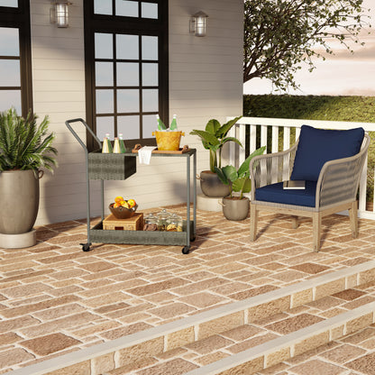 TK Classics Outdoor Wicker Bar Cart