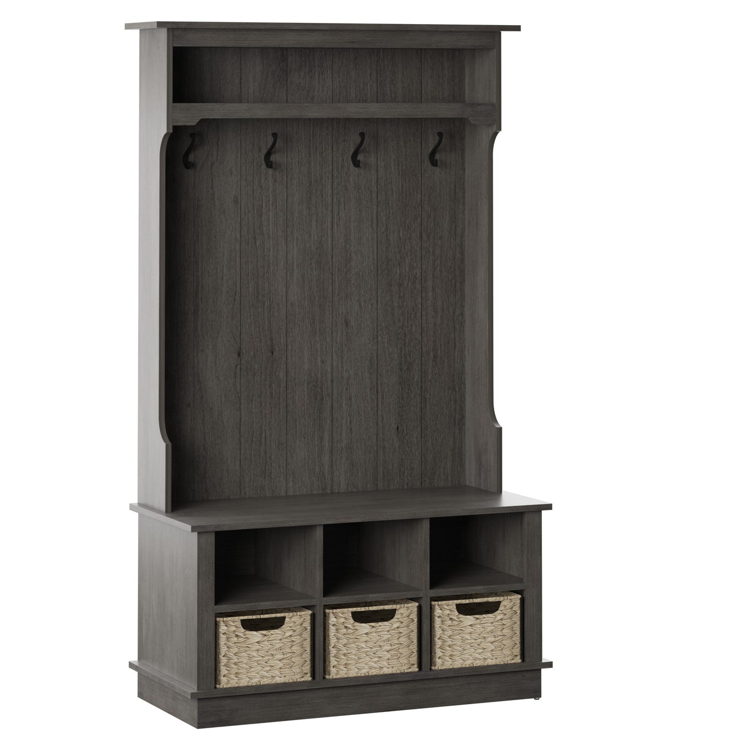 Hall Tree with Open Storage and Included Baskets