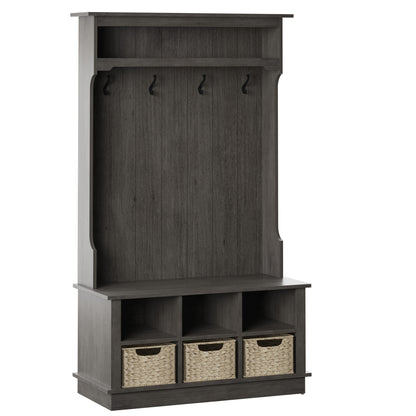 Hall Tree with Open Storage and Included Baskets