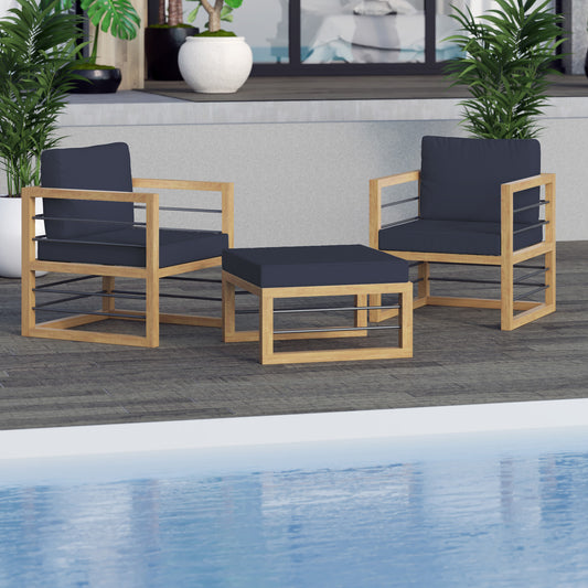 TK Classics 3 Piece Aluminum Outdoor Conversation Set