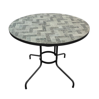 TK Classics Round Outdoor Dining Table with Gray Mosaic Tabletop, 35"W