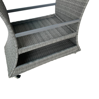 TK Classics Outdoor Wicker Bar Cart with Serving Tray