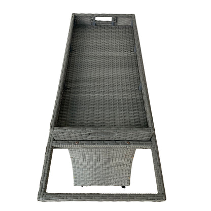 TK Classics Outdoor Wicker Bar Cart with Serving Tray