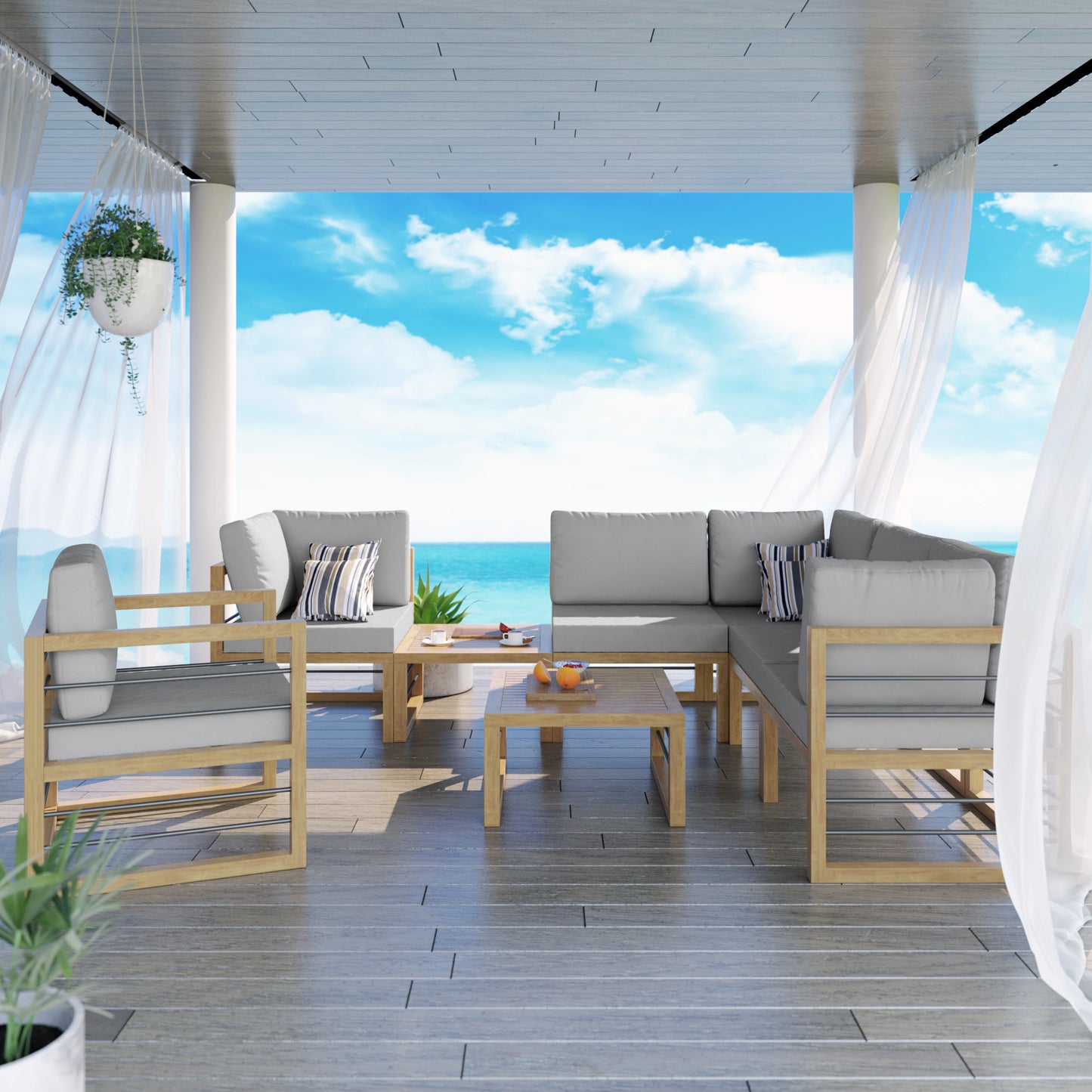 TK Classics 8 Piece Aluminum Outdoor Conversation Set