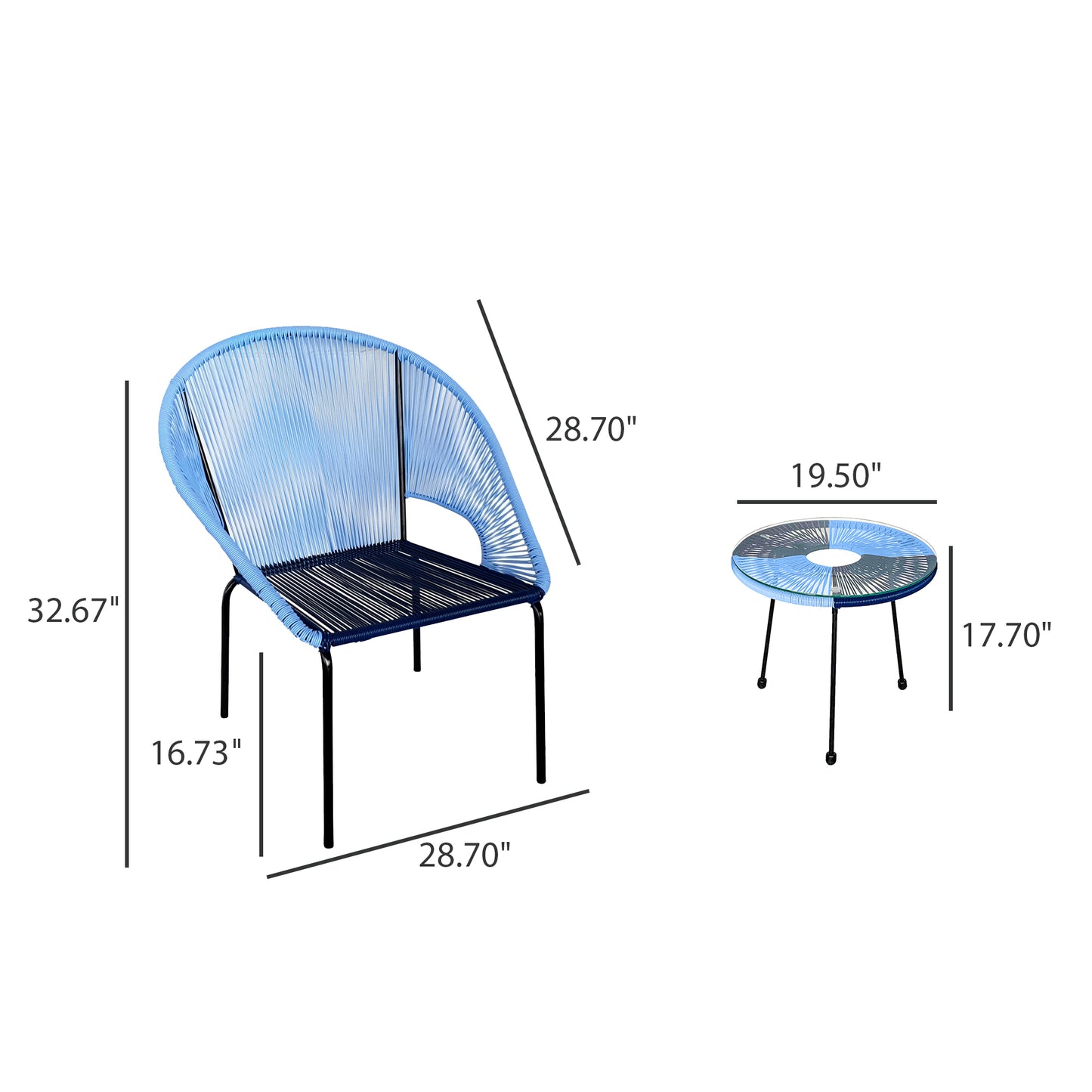 TK Classics Outdoor 3-Piece Conversation Set