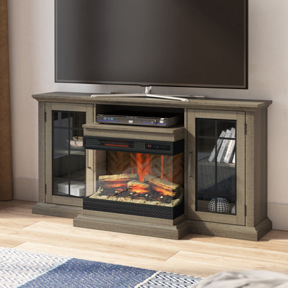 Traditional TV Stand for TVs up to 65" with ClassicFlame® PanoGlow™ Electric Fireplace