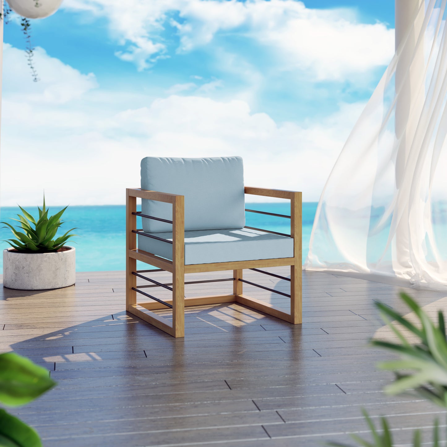 TK Classics Aluminum Outdoor Club Chair with Cushions