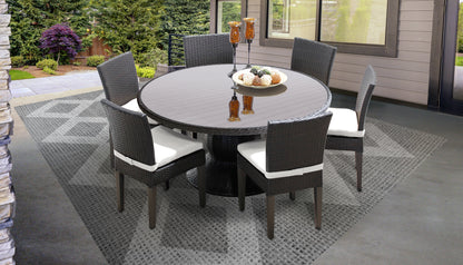 Napa 7 Piece Round Outdoor Patio Wicker Dining Set with Cushions