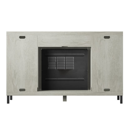TV Stand for TVs up to 60" with Electric Fireplace and Mirrored Cabinet Doors