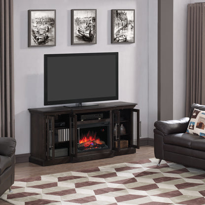 Grand TV Stand for TVs up to 80", Espresso Pine (Electric Fireplace Insert sold separately)