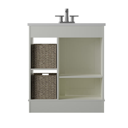 Dalton 30" Sliding Barn Door Single Bathroom Vanity with Woven Baskets