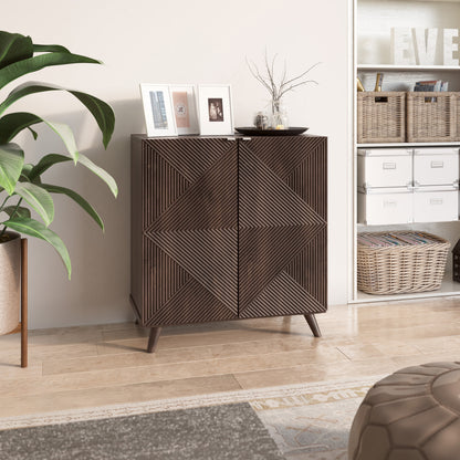 Accent Cabinet with Geometric Pattern Doors